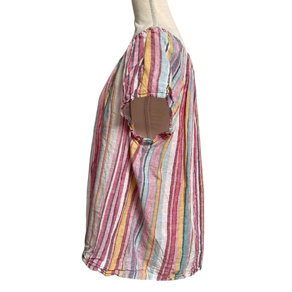 BeachLunchLounge Gayle Pastel Stripe Linen Cotton Off Shoulder Top 1X - Picture 6 of 11